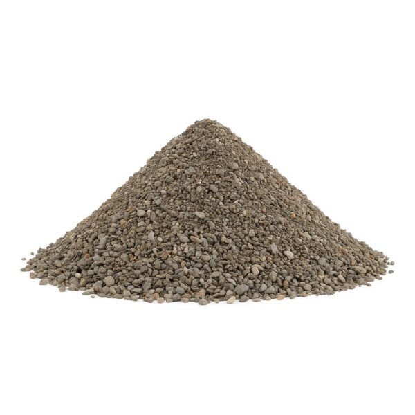a mounded pile of 3/4" crusher run a gravel with white background